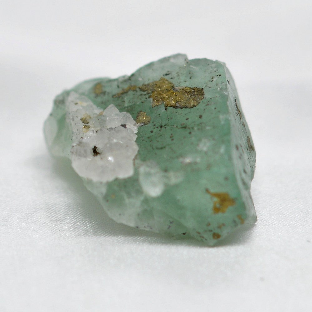 Quartz et pyrite sur fluorine vert d'eau d'El Hammam au Maroc 20g